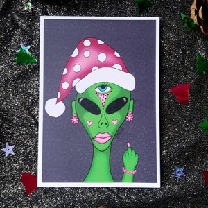 Schwören Alien Weihnachtskarte
