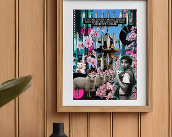 Haruki Murakami-collageprint A4