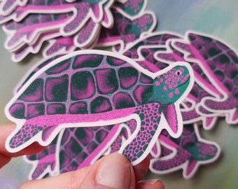 Turtle stickers x3