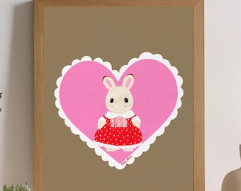 Sylvanian Rabbit critter inspired print A4