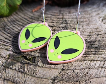 Alien earrings - Pink acrylic