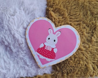 Heart Rabbit Critter Vinyl Sticker