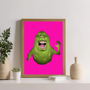 Ghostbusters slimer inspired print A4
