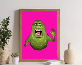 Ghostbusters slimer inspired print A4