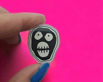 Mighty Boosh skull acrylic badge