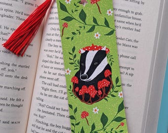 Badger Mushroom Bookmark, Red Tassel