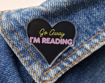 Books heart acrylic pin badge