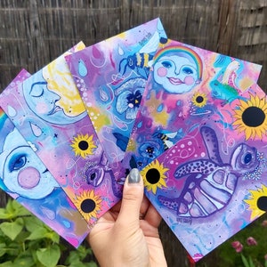 Ensemble de cartes postales colorées x5