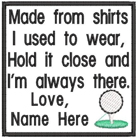 memory pillow patch golfer personalized sew on or iron on Golf custom
