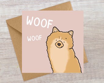 Pomeranian card | fluffy dog | Happy dog | Bright card | Occasion card | Birthday card | Love Dogs