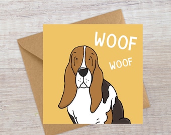 Bassett Hound card | Happy dog | Bright card | Occasion card | Birthday card | Love Dogs