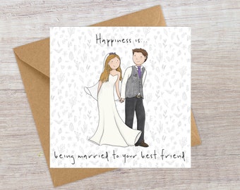Super lovely wedding card | Happiness | Married to your best friend | Mr and Mrs | cute wedding card