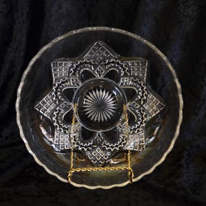Vintage Crystal Glass Bowl with Scalloped Rim
