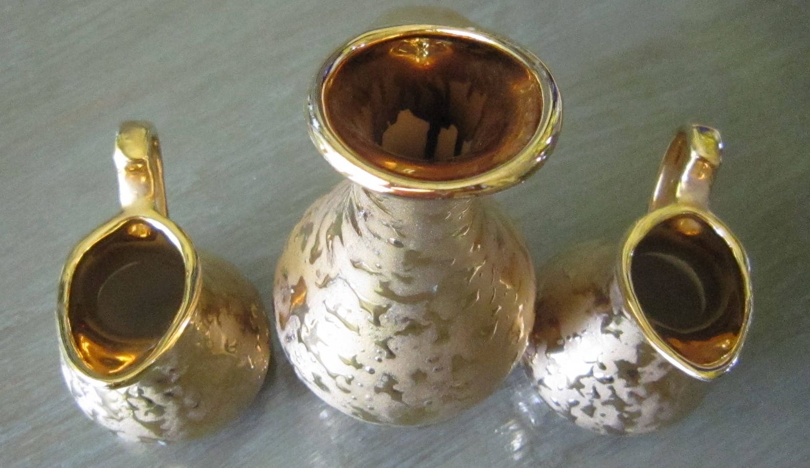 Vintage Pitcher Kingwood Ceramics Weeping Bright Gold Etsy