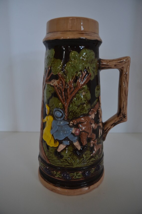 Vintage German Beer Stein Large Ceramic Beer Stein Etsy