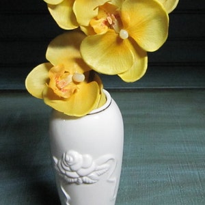 Vintage Lenox Vase, Ivory Color, Embossed Rose, 24kt Gold Trim, Shabby Chic, Country