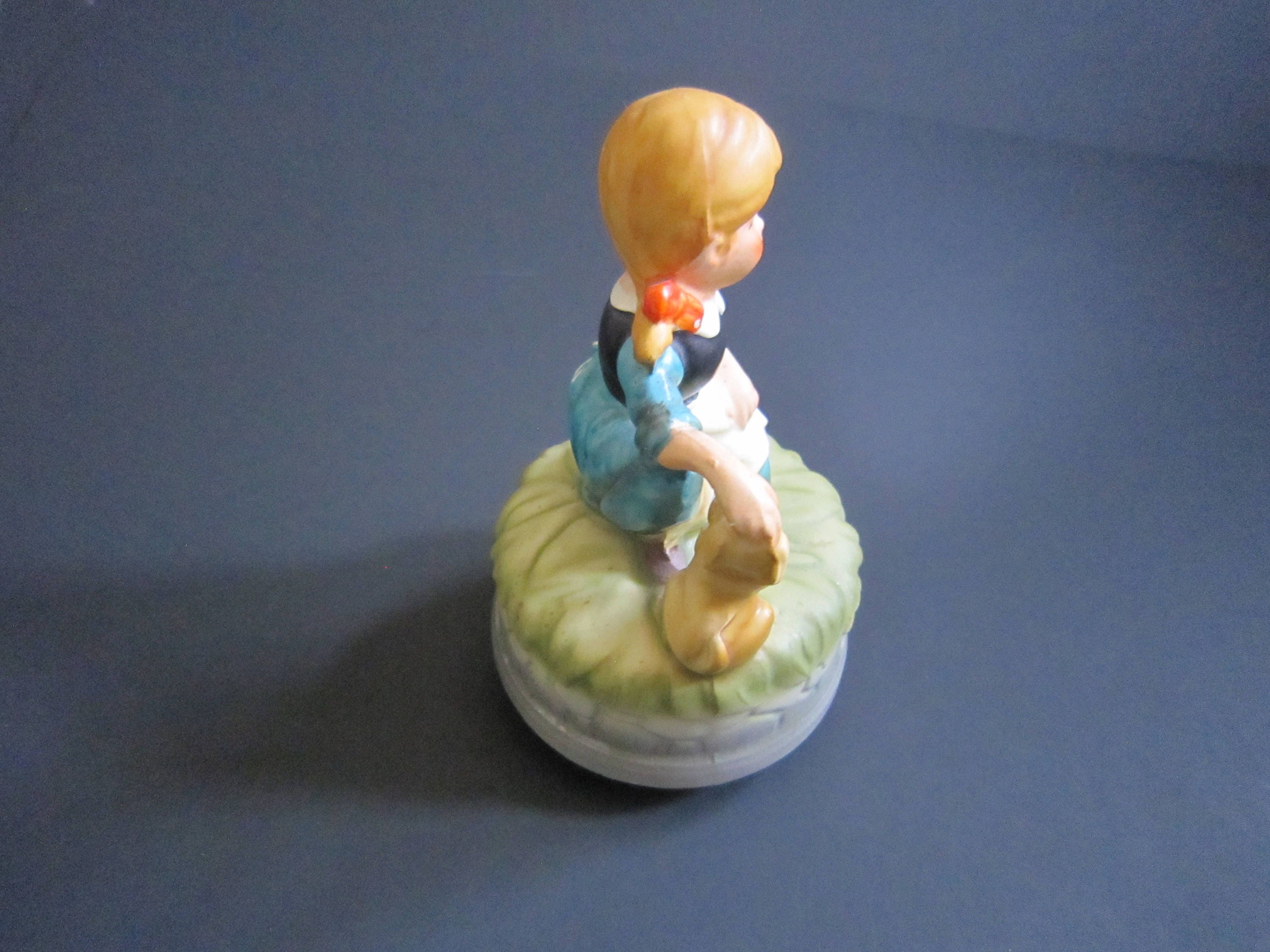 Vintage Music Box, Musical Figurine, Made in Japan, Girl