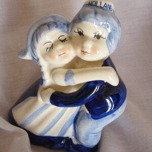 Vintage Delft Blue, Boy and Girl Hugging, Holland, Figurine, Home Decor