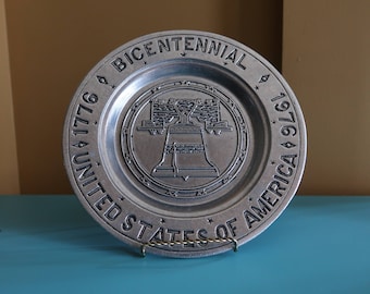 Bicentennial United States of America Decorative Metal Plate, 1976, Commemorative Plate, Collectible Plate, Liberty Bell