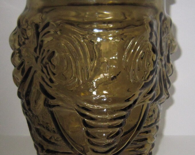 Large Vintage Glass Elephant Cookie Jar, Libbey Large Glass Elephant