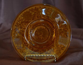 Vintage 'Indiana Glass' Amber Floral Dish