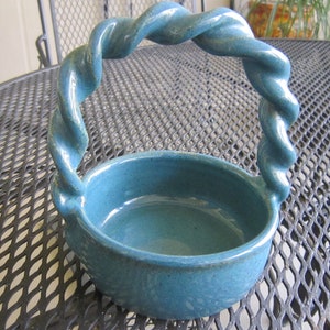 Blue Ceramic Basket, Handled Bowl, Handmade Pottery, Fruit Basket, Serving Dish, Fruit Bowl, Home Decor, Gift
