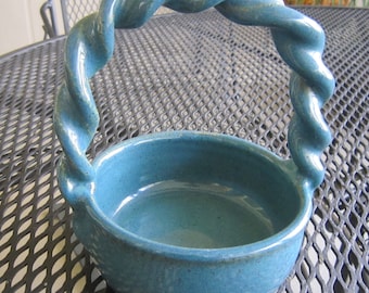 Blue Ceramic Basket, Handled Bowl, Handmade Pottery, Fruit Basket, Serving Dish, Fruit Bowl, Home Decor, Gift