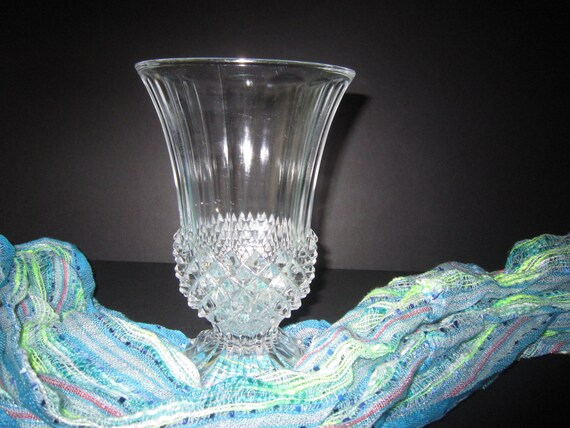 Vintage Footed Crystal Vase, American Brilliant Period Vase, Cut Crystal Footed Vase, Fluted Vase