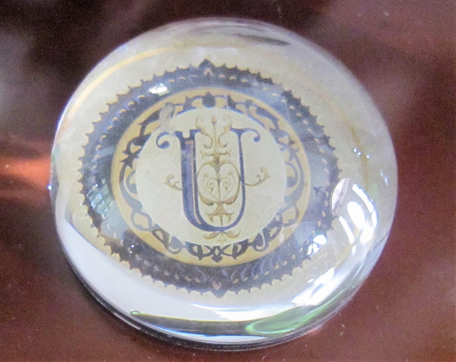 Vintage Crystal Paperweight Monogram Glass Paperweight the Etsy
