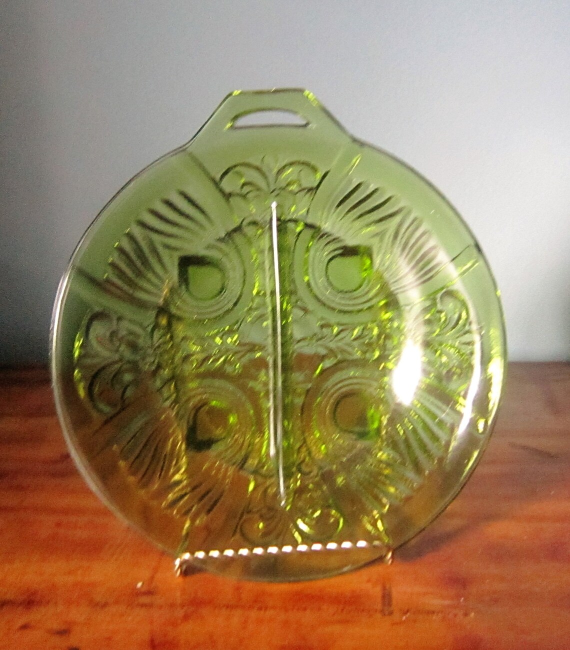 Candy Dish Green Depression Glass Divided Candy Dish Etsy