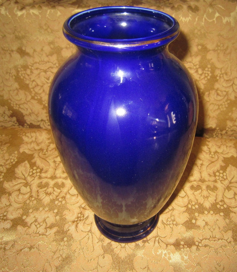 Japan Vase Cobalt Peacock Vase Cobalt Blue Vase Ceramic Etsy
