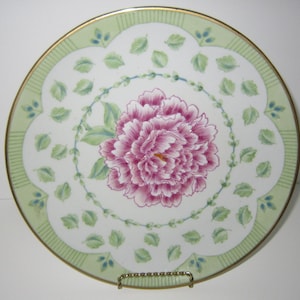 Andrea by Sadek Decorative Porcelain Plate, Cake Plate, Shabby Chic Decor, Floral Plate, Pink & Green