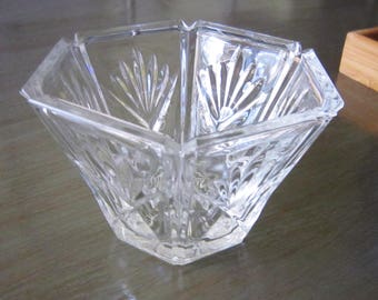 Vintage Crystal Dish, Small Crystal Bowl, Hexagon Bowl, Lead Crystal Dish, Hand Cut Crystal, Crystal Bowl, Vintage Bowl