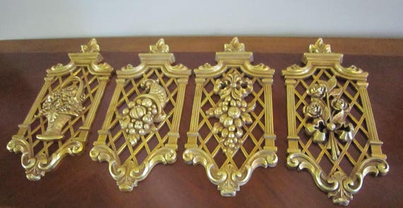 Vintage Syroco Wall Decor Set Of Gold Wall Hanging By Syroco Etsy