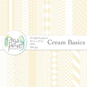 Cream Basics, Digital Paper Pack, Scrapbook paper, patterns, Scrap booking, joli papier, fond imprimable, 24 JPEG, 300dpi, PP-010