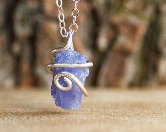 Raw Tanzanite Necklace - Tanzanite Jewelry - Raw Tanzanite Pendant - December Birthstone - Sagittarius Necklace - Gift for Sagittarius