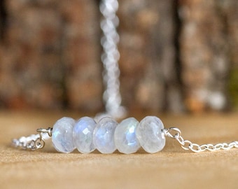Rainbow Moonstone Necklace - Raw Moonstone Necklace - Raw Crystal Necklace - Healing Crystal Necklace - June Birthstone Necklace for Her