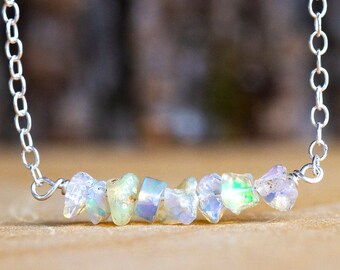 Raw Opal Necklace -  Real Opal Jewelry -  Raw Stone Necklace - October Birthday Gift for Her - October Birthstone Necklace - Rough Opal