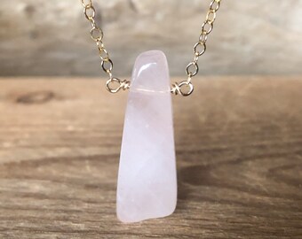 Rose Quartz Necklace - Rose Quartz Pendant - Heart Chakra Crystal Necklace - Quartz Jewelry - Gift For Her - Pink Stone Necklace