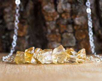 Raw Citrine Necklace - November Birthstone - Scorpio Gift for Her - Raw Citrine Pendant - Raw Crystal Necklace - Gift for Her