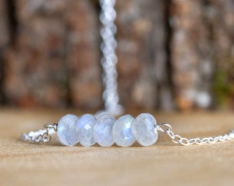Rainbow Moonstone Necklace - June Birthstone Necklace  - Raw Moonstone Necklace - Raw Crystal Necklace - Healing Crystal Necklace