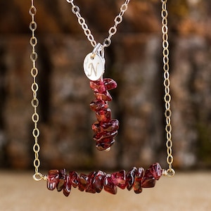Raw Garnet Necklace - January Birthstone - Red Root Chakra Stone - Raw Crystal Necklace - Gift for Capricorn - Gift for Her - Garnet Jewelry