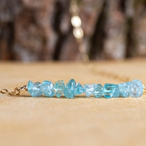 Raw Blue Apatite Necklace - Raw Crystal Jewelry - Apatite Gemstone Necklace - Chakra Crystal Necklace - Raw Crystal Necklace - Throat Chakra