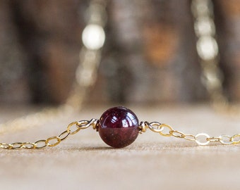 Garnet Choker Necklace - January Capricorn Birthstone Necklace - Birthstone Jewelry - Base Chakra Crystal Necklace - Dainty Choker