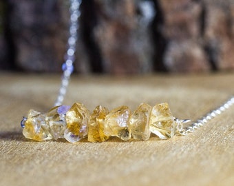 Raw Citrine Necklace - November Birthstone Necklace - Properity and Luck - Scorpio Zodiac Necklace - Gemstone Choker - Gift for Her