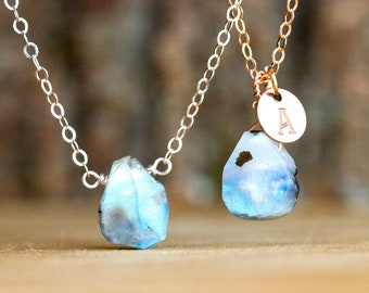 Raw Moonstone Necklace - June Birthstone Necklace - Personalized Jewelry - Rainbow Moonstone - Healing Crystal Neckalce - Gift for Her