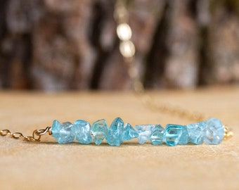 Raw Blue Apatite Necklace - Raw Crystal Jewelry - Apatite Gemstone Necklace - Chakra Crystal Necklace - Raw Crystal Necklace - Throat Chakra