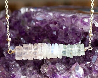 Fertility Necklace - IVF Gift - Pregnancy Necklace - Rose Quartz - Aquamarine - Moonstone -  - Infertility Gift -  Reiki Necklace
