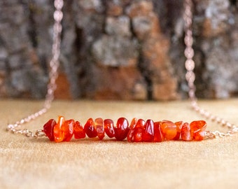 Raw Carnelian Bar Necklace - Raw Stone Necklace - Carnelian Necklace in Silver, Gold or Rose Gold - Carnelian Jewelry - Chakra Necklace