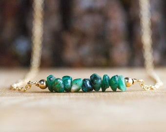 Raw Emerald Necklace - Emerald Necklace - May Birthstone Necklace - Taurus Necklace - May Birthstone Jewelry - Raw Crystal Necklace